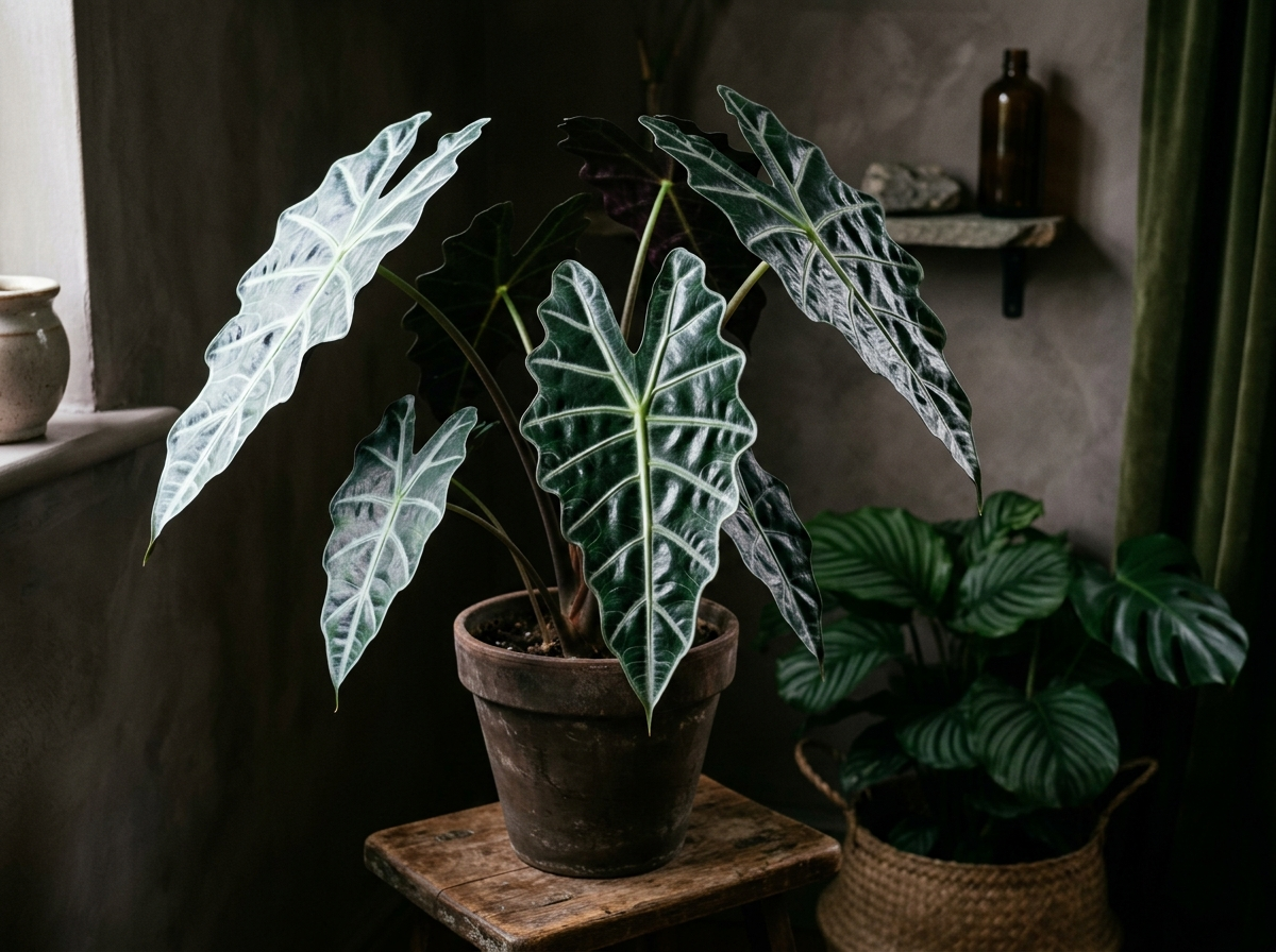 Page: Alocasia Polly - Cây lá môn quan âm và cách chăm sóc » Cây xanh HCM. Context: Cây lưỡi mèo – c